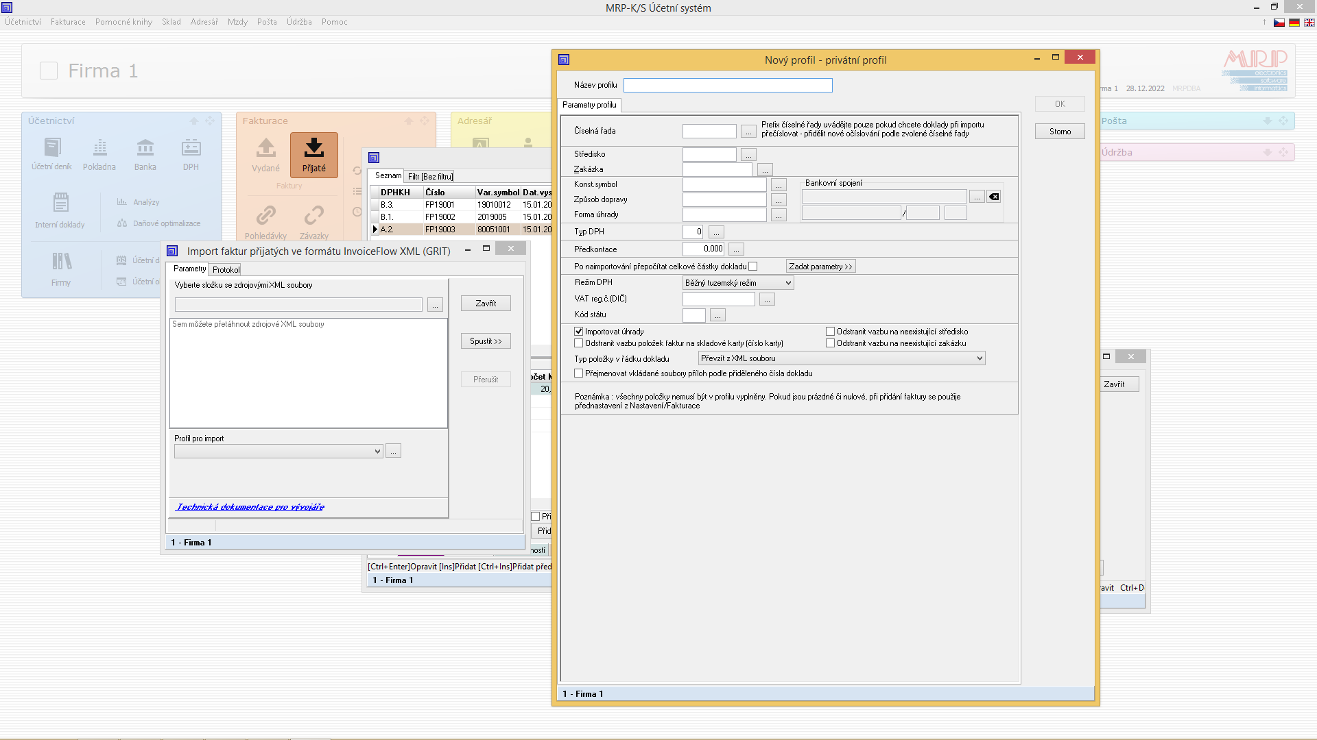 Komun. modul pro Import faktur přijatých ve formátu InvoiceFlow